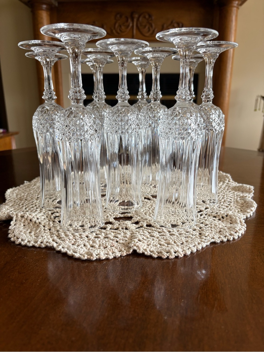 Longchamp Leaded Crystal Cut Champaign Fluted Glasses Stemware Set of 12